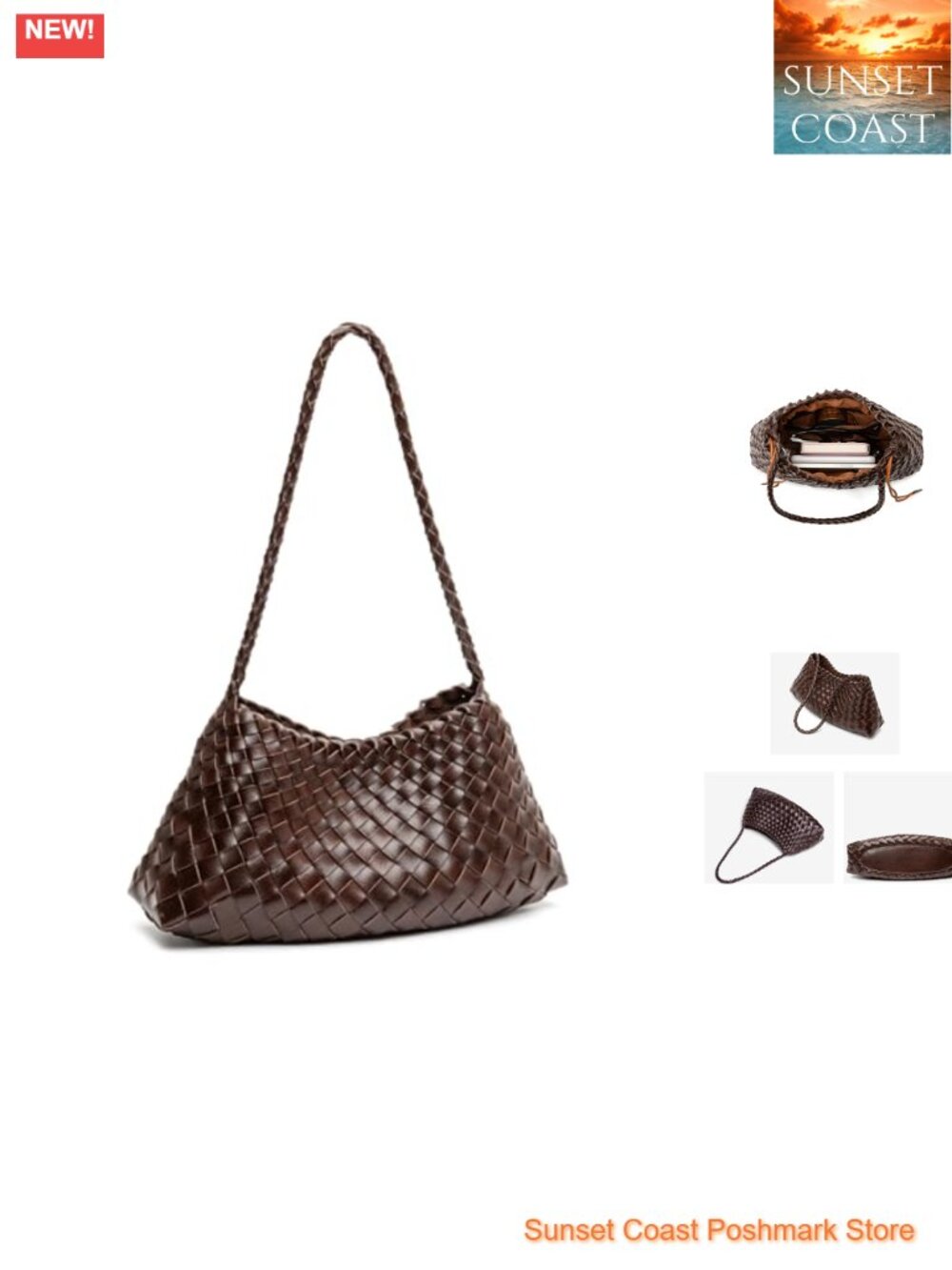 Woven Vegan Leather Hobo Shoulder Bag Small Purse Trendy Handbag